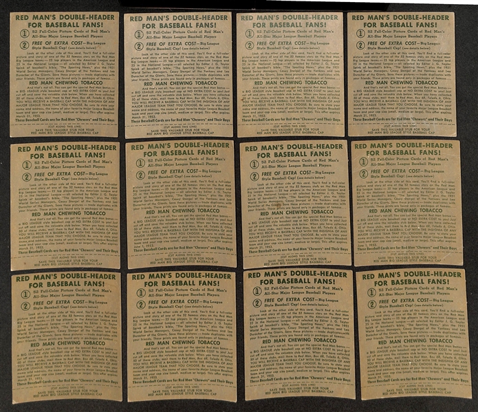 Lot of (23) Different 1952 Red Man Tobacco Cards with Tabs w. Duke Snider